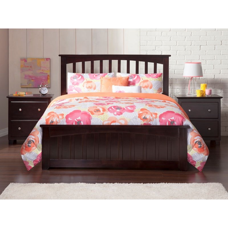 Leo & Lacey King Wood Platform Bed with Footboard & Storage Drawers in Espresso