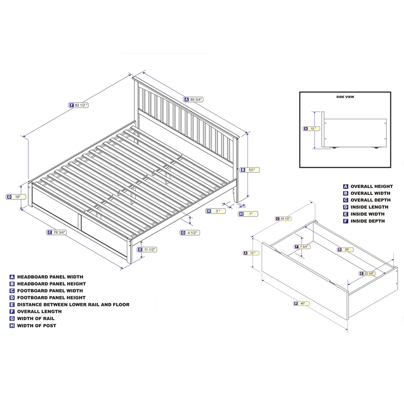Leo & Lacey King Wood Platform Bed with Footboard & Storage Drawers in Espresso
