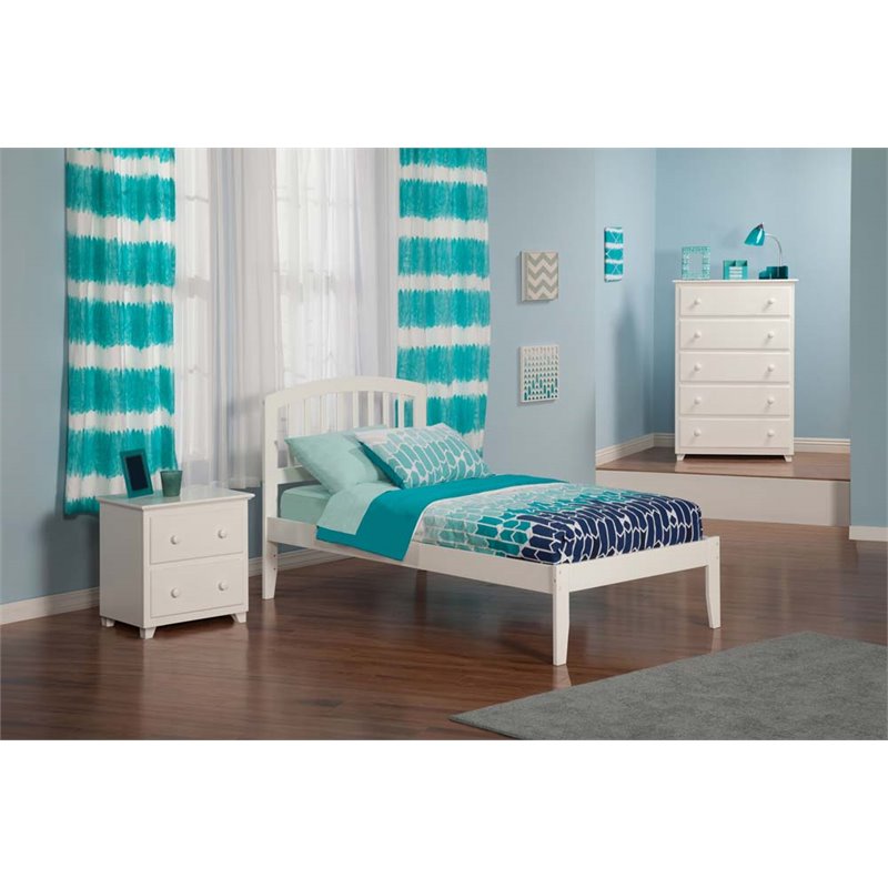 Leo & Lacey Contemporary Twin XL Solid Wood Platform Bed in White