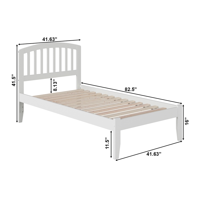 Leo & Lacey Contemporary Twin XL Solid Wood Platform Bed in White