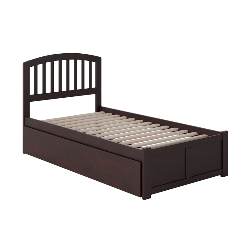 Leo & Lacey Twin XL Platform Bed with Footboard & Storage Drawers in Espresso