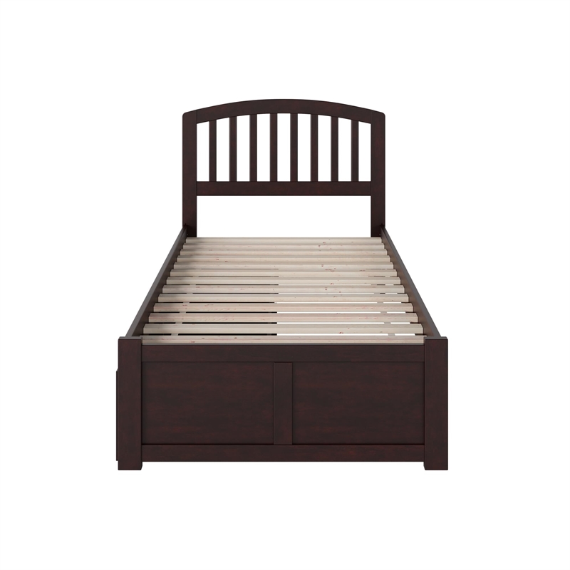 Leo & Lacey Twin XL Platform Bed with Footboard & Storage Drawers in Espresso