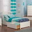 Leo & Lacey Twin XL Wood Platform Bed with Footboard & Storage Drawers in White