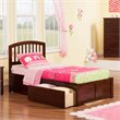Leo & Lacey Twin XL Wood Platform Bed with Footboard & Storage Drawers in Walnut