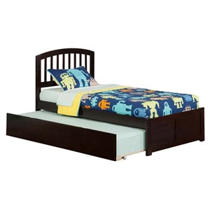 Leo & Lacey Twin Wood Platform Bed with Footboard and Twin Trundle in Espresso