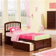 Leo & Lacey Twin Wood Platform Bed with Footboard and Storage Drawers in Walnut