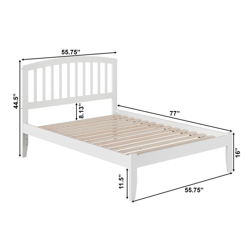 Leo & Lacey Contemporary Full Solid Wood Platform Bed in White
