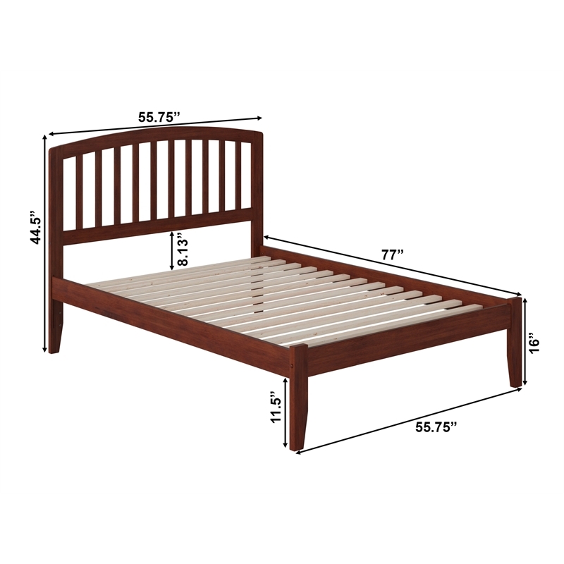 Leo & Lacey Contemporary Full Solid Wood Platform Bed in Walnut