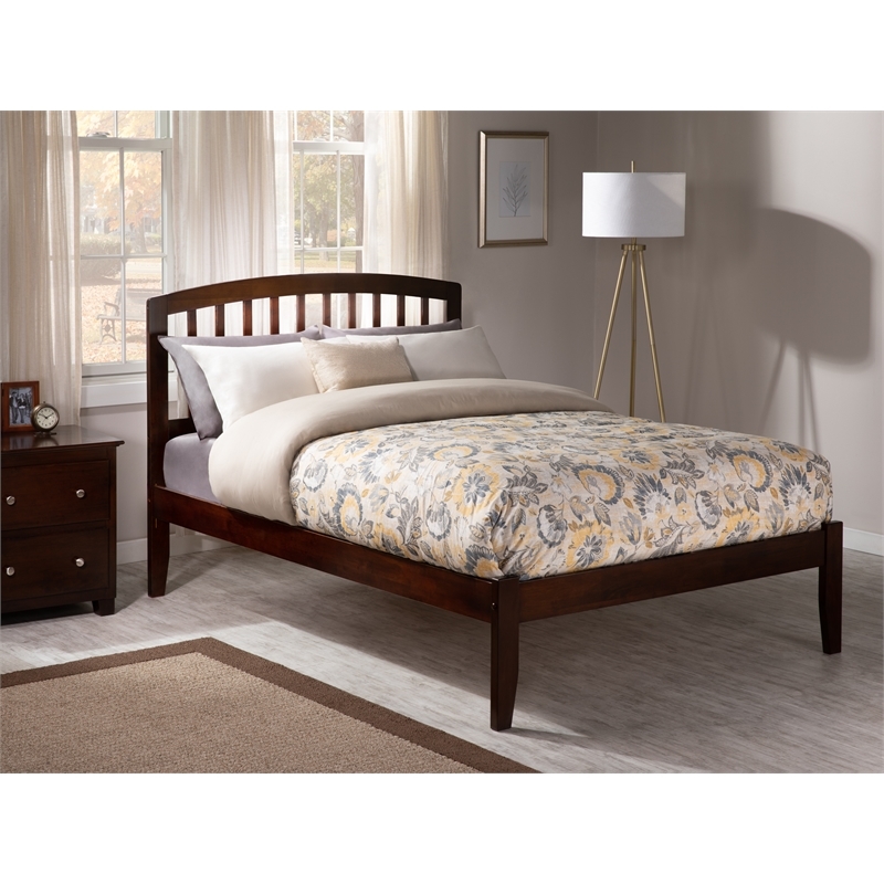 Leo & Lacey Contemporary Full Solid Wood Platform Bed in Walnut