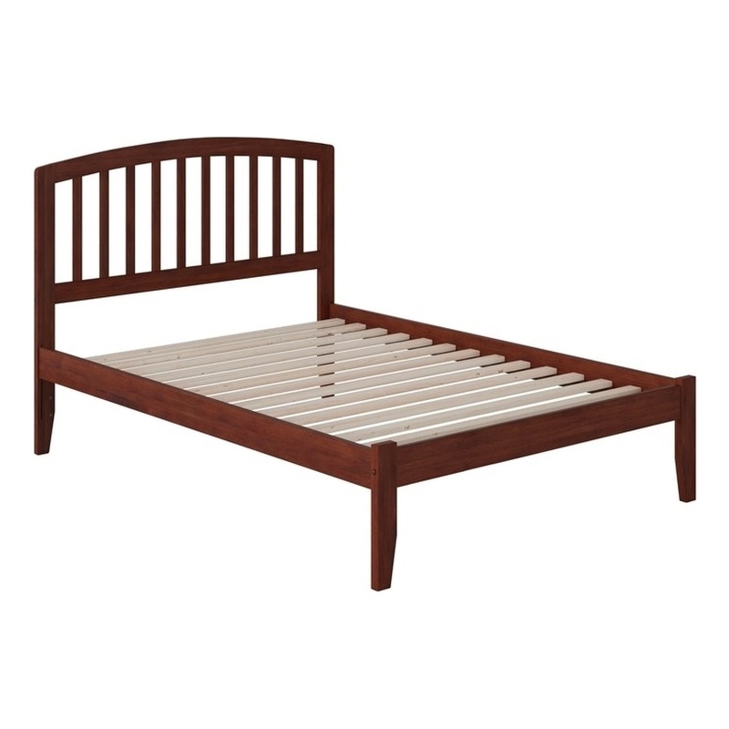 Leo & Lacey Contemporary Full Solid Wood Platform Bed in Walnut