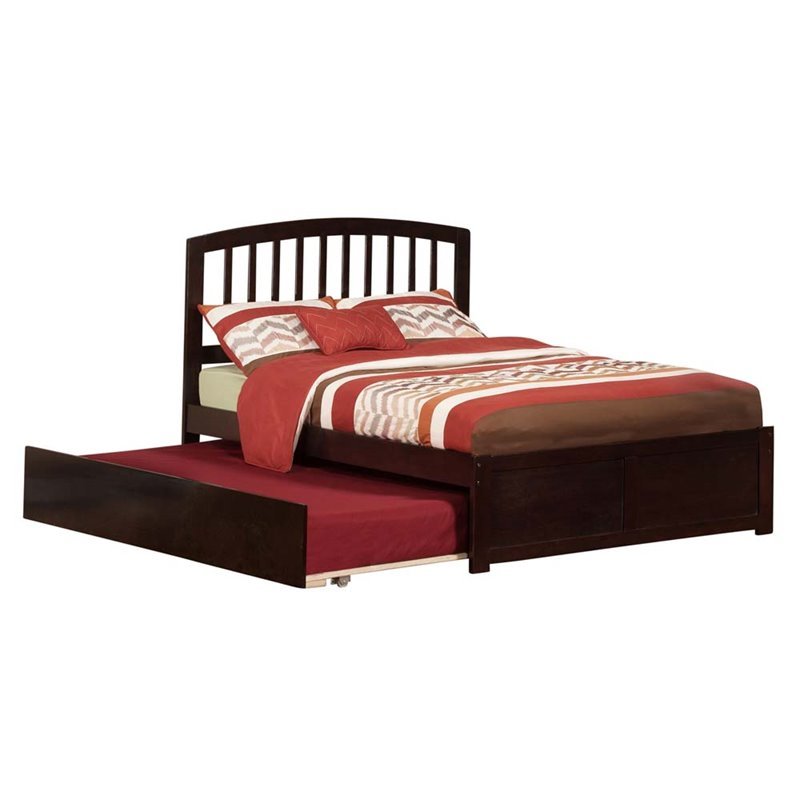 Leo & Lacey Full Wood Platform Bed with Footboard and Twin Trundle in Espresso
