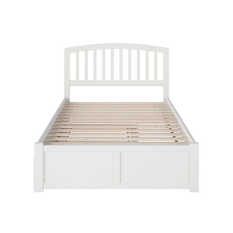 Leo & Lacey Full Wood Platform Bed with Footboard and Twin Trundle in White