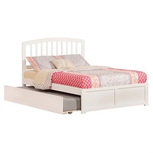 Leo & Lacey Full Wood Platform Bed with Footboard and Twin Trundle in White
