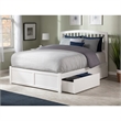 Leo & Lacey Full Wood Platform Bed with Footboard and Storage Drawers in White