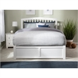 Leo & Lacey Full Wood Platform Bed with Footboard and Storage Drawers in White
