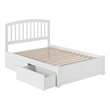 Leo & Lacey Full Wood Platform Bed with Footboard and Storage Drawers in White