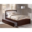 Leo & Lacey Full Platform Bed with Matching Footboard & Twin Trundle in Walnut