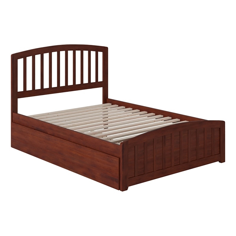 Leo & Lacey Full Platform Bed with Matching Footboard & Twin Trundle in Walnut
