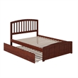 Leo & Lacey Full Platform Bed with Matching Footboard & Twin Trundle in Walnut