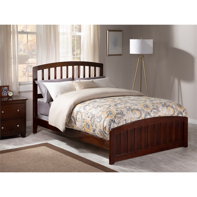 Leo & Lacey Full Wood Foundation Bed with Matching Footboard in Walnut