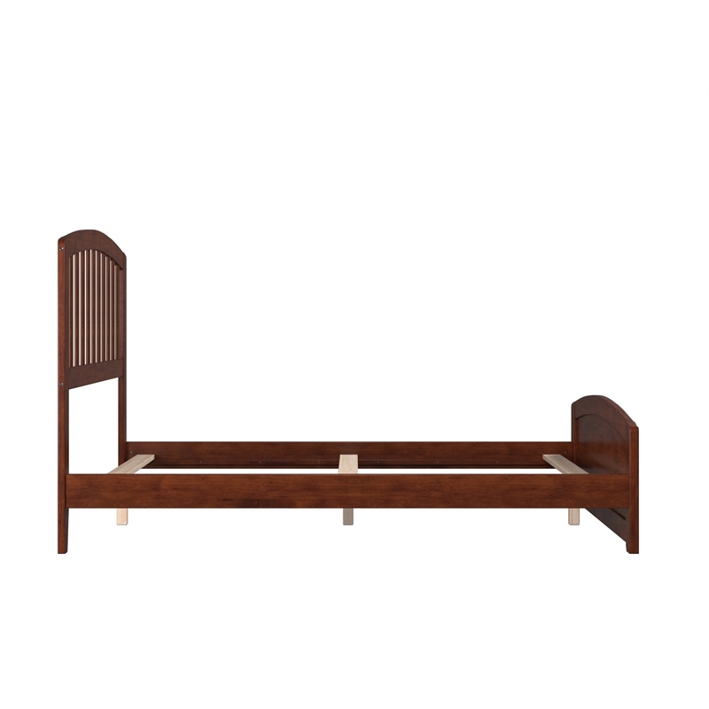 Leo & Lacey Full Wood Foundation Bed with Matching Footboard in Walnut