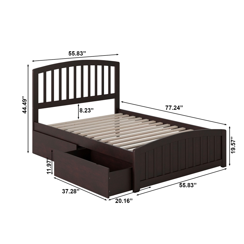 Leo & Lacey Full Platform Bed with Footboard & Storage Drawers in Espresso