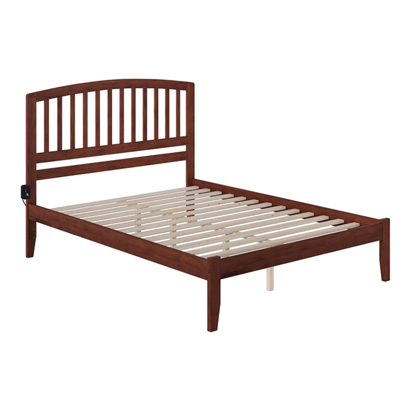 Leo & Lacey Contemporary Queen Solid Wood Platform Bed in Walnut
