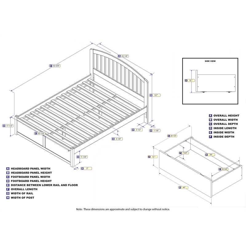 Leo & Lacey Queen Wood Platform Bed with Footboard and Storage Drawers in White
