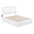 Leo & Lacey Queen Wood Platform Bed with Footboard and Storage Drawers in White