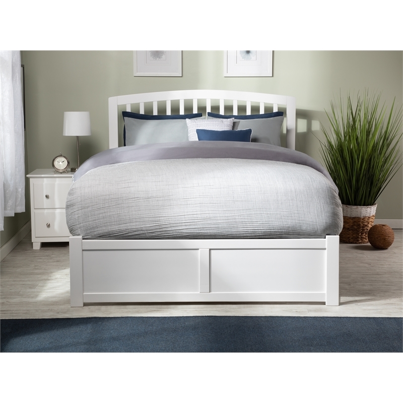 Leo & Lacey Queen Wood Platform Bed with Footboard and Storage Drawers in White