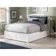 Leo & Lacey Queen Wood Platform Bed with Footboard and Storage Drawers in White