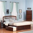 Leo & Lacey Wood King Platform Bed with Footboard and Storage Drawers in Walnut