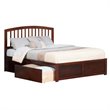 Leo & Lacey Wood King Platform Bed with Footboard and Storage Drawers in Walnut