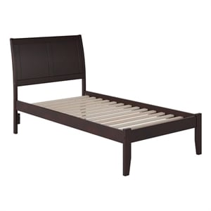 Leo & Lacey Contemporary Twin XL Solid Wood Platform Bed in Espresso