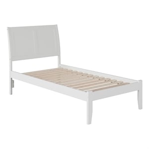 Leo & Lacey Contemporary Twin XL Solid Wood Platform Bed in White