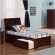 Leo & Lacey Twin XL Wood Platform Bed with Footboard & Storage Drawers in Walnut