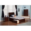 Leo & Lacey Twin XL Wood Platform Bed with Footboard & Storage Drawers in Walnut