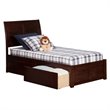 Leo & Lacey Twin XL Wood Platform Bed with Footboard & Storage Drawers in Walnut