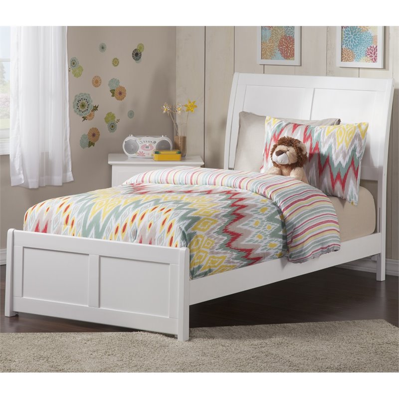 Leo & Lacey Twin XL Wood Foundation Bed Frame with Matching Footboard White