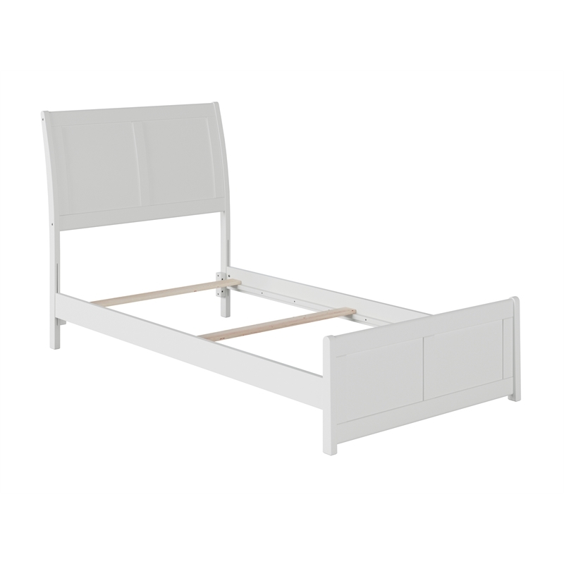 Leo & Lacey Twin XL Wood Foundation Bed Frame with Matching Footboard White
