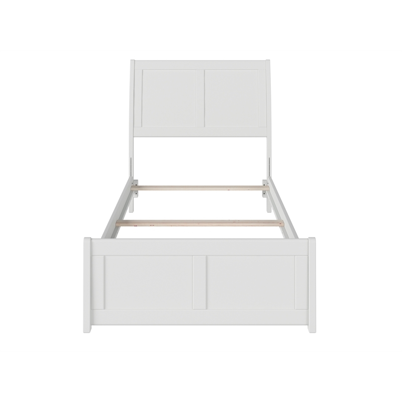 Leo & Lacey Twin XL Wood Foundation Bed Frame with Matching Footboard White