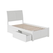 Leo & Lacey Twin Wood Platform Bed with Footboard and Storage Drawers in White