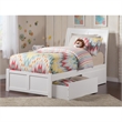 Leo & Lacey Twin Wood Platform Bed with Footboard and Storage Drawers in White
