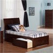 Leo & Lacey Twin Wood Platform Bed with Footboard and Storage Drawers in Walnut