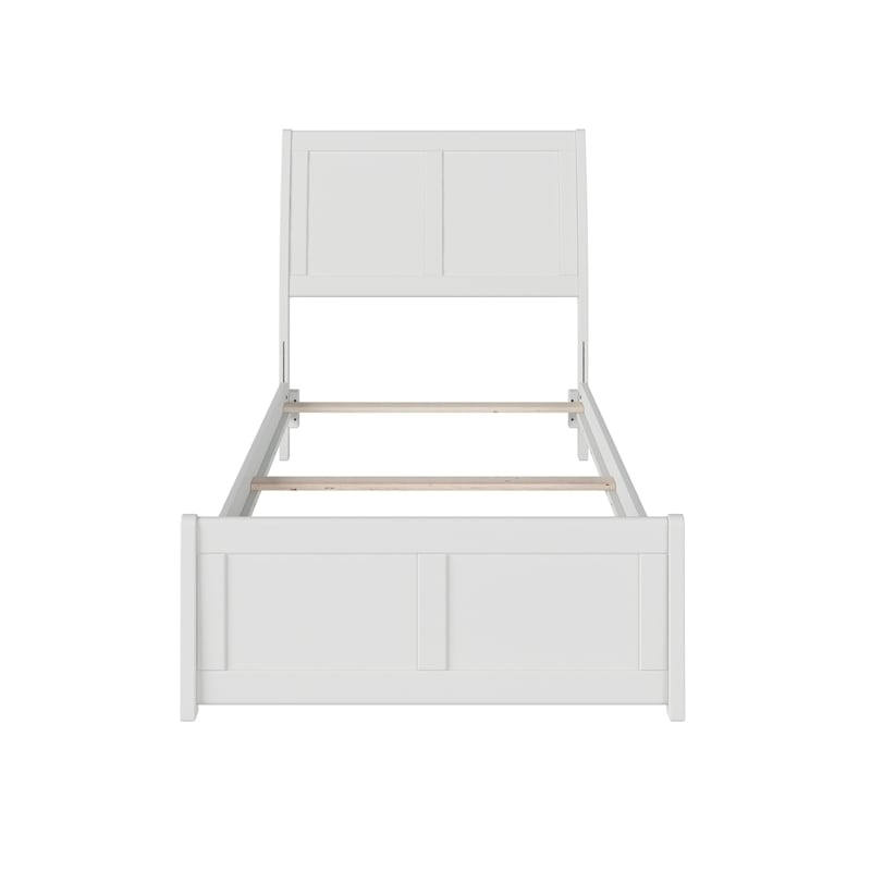 Leo & Lacey Twin Wood Foundation Bed Frame with Matching Footboard White
