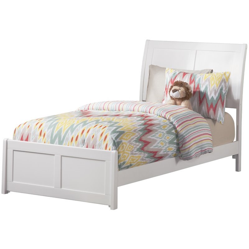 Leo & Lacey Twin Wood Foundation Bed Frame with Matching Footboard White
