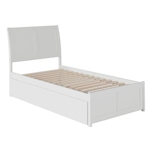 Leo & Lacey Twin Storage Wood Platform Bed with Matching Footboard in White