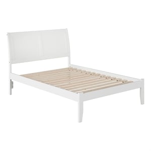 Leo & Lacey Contemporary Full Solid Wood Platform Bed in White