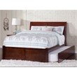 Leo & Lacey Full Wood Platform Bed with Footboard and Twin Trundle in Walnut
