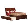 Leo & Lacey Full Wood Platform Bed with Footboard and Twin Trundle in Walnut